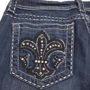 Miss Me Blue Skinny Jeans with Embellished Fleur-de-Lis